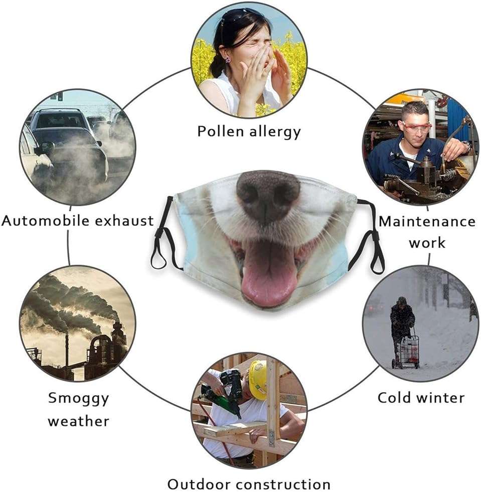 Funny Animals Mask Cartoon Aniaml Face Mask Cute Mask Adjustable Breathable with 2 filters for Women Men - Image 7