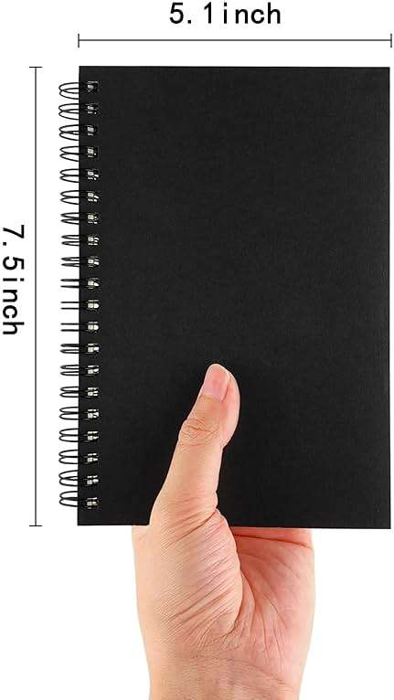 DSTELIN Blank Spiral Notebook, 1-Pack, Soft Cover, Sketch book, 100 Pages / 50 Sheets, 7.5 inch x 5.1 inch (Black) - Image 3