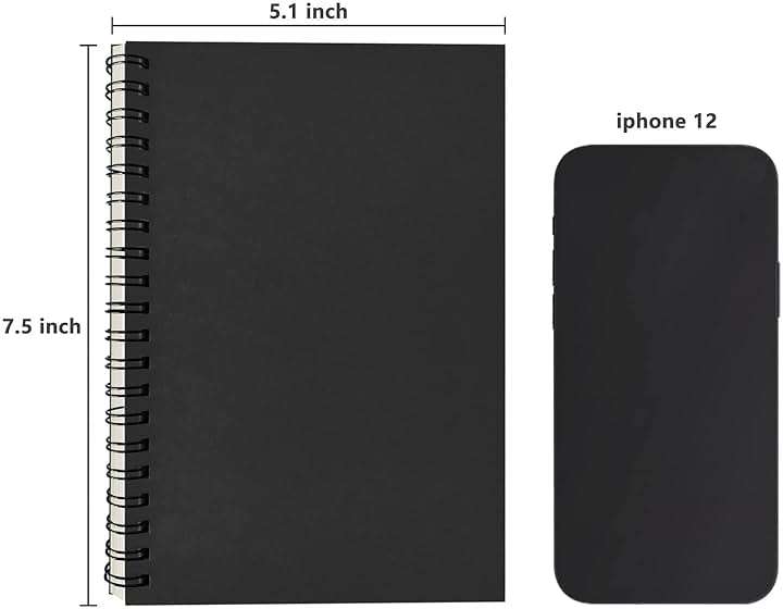 DSTELIN Blank Spiral Notebook, 1-Pack, Soft Cover, Sketch book, 100 Pages / 50 Sheets, 7.5 inch x 5.1 inch (Black) - Image 4