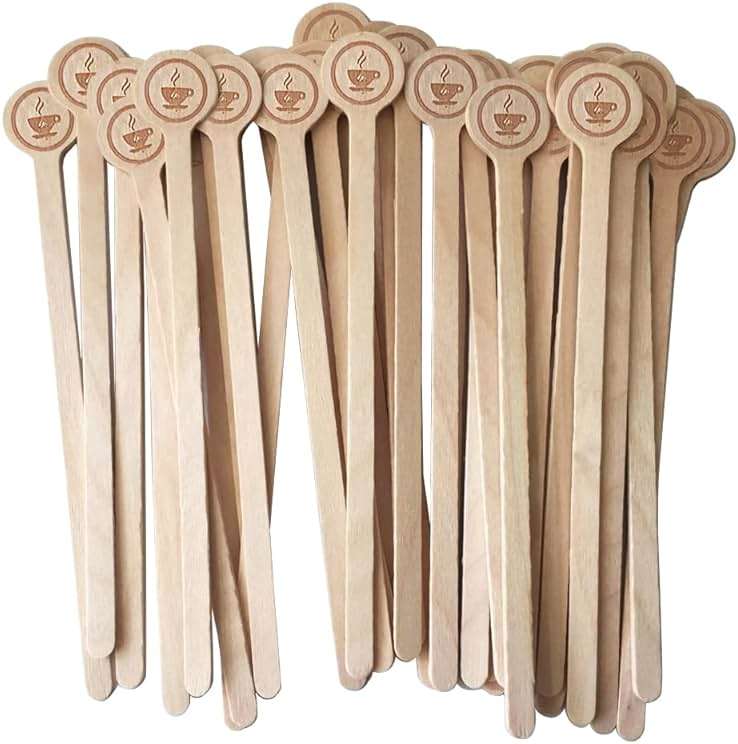 Coffee Stirrers Stir Sticks Wooden Beverage Mixer with Round Ends,Disposable Environmentally Friendly Biodegradable Cafe Grade Beverage Stir Sticks for 6 Inch Coffee Milk Cocktail Tea (100) - Image 1