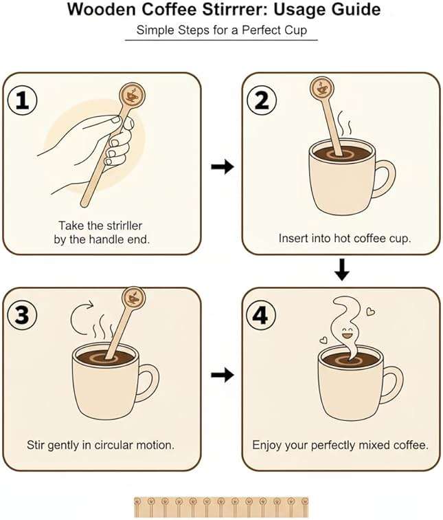 Coffee Stirrers Stir Sticks Wooden Beverage Mixer with Round Ends,Disposable Environmentally Friendly Biodegradable Cafe Grade Beverage Stir Sticks for 6 Inch Coffee Milk Cocktail Tea (100) - Image 5