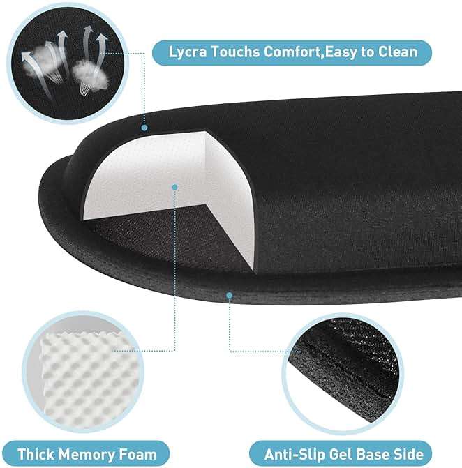 Yolanda Keyboard Wrist Rest Memory Foam, Easy Typing Pain Relief, Keyboard Mouse Pad Set for Computer, Laptop, Home & Office - Image 3