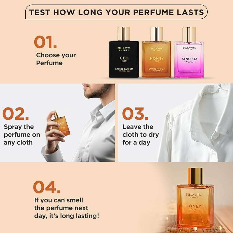Bellavita Luxury Honey Oud Eau de Parfum | 100 ml (3.4 fl.oz.) | Perfume for Men and Women | Sweet Honey, Bergamot, Oud, and Amber Notes | Women's Day Special - Image 9