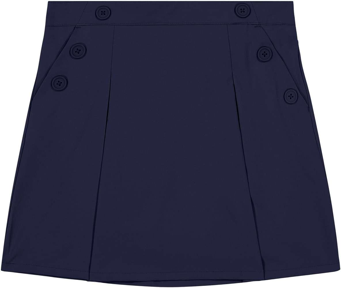 Nautica Girls' School Uniform Pull-on Scooter Skirt With Undershorts, Poplin Style With Button Pockets - Image 1