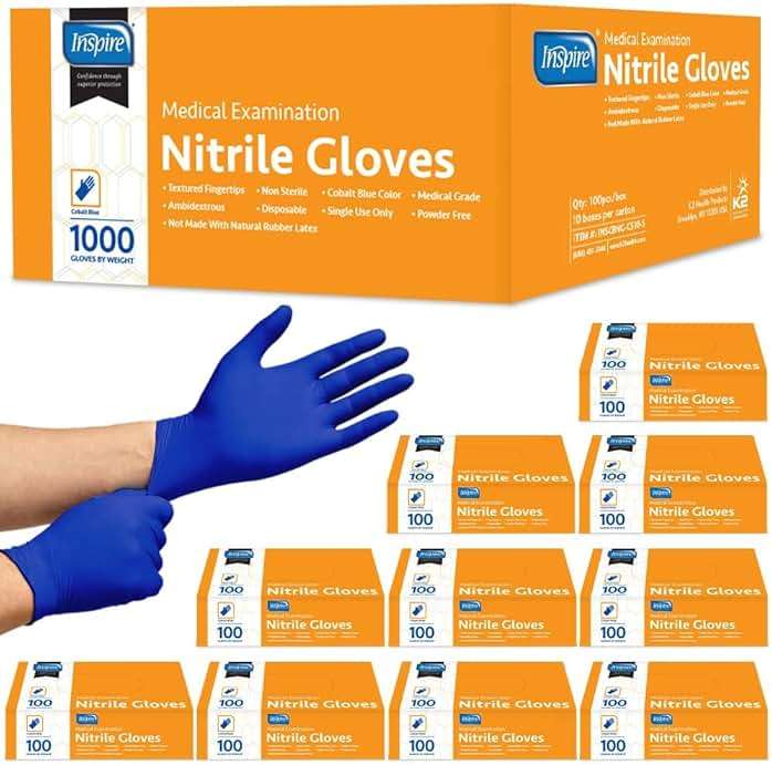 Inspire Nitrile Exam Gloves | The Original Quality Stretch Nitrile Cobalt Blue | 4.5 Gloves Disposable Latex Free Medical EMT - Image 1