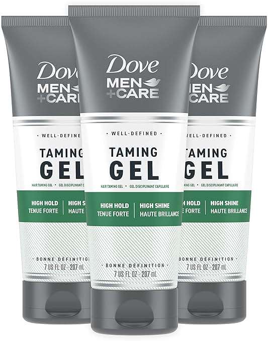 DOVE MEN + CARE Styling Gel 3 count Hair Taming Gel for a Strong Hold Hair Styling Product for Thicker and Healthier Looking Hair 7 oz - Image 1