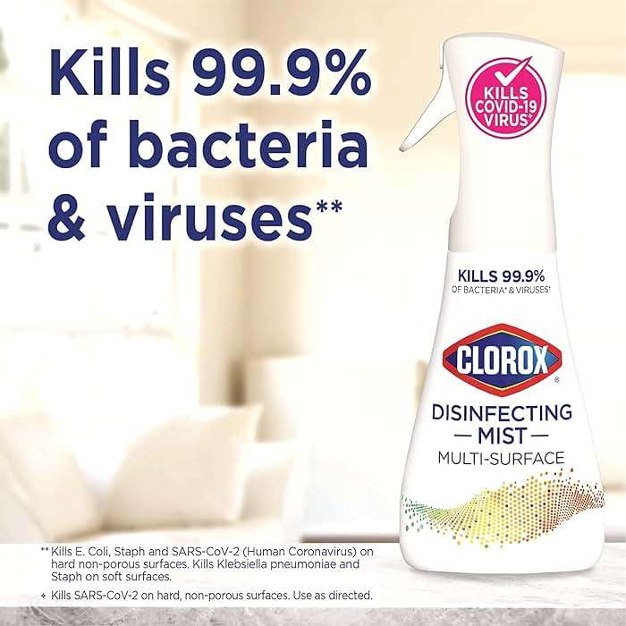 Clorox Cleaning Bundle Disinfecting Mist Lemon and Orange Blossom Scent (1 Spray Bottle & 1 Refill, 16 Fl Oz Each) Disinfecting Wipes (3-Pack, 75ct Each) - Image 3