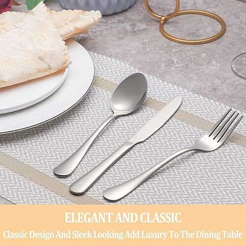 20 Piece Silverware Set Service for 4,Premium Stainless Steel Flatware Set,Mirror Polished Cutlery Utensil Set,Durable Home Kitchen Eating Tableware Set,Include Fork Knife Spoon Set,Dishwasher Safe - Image 6