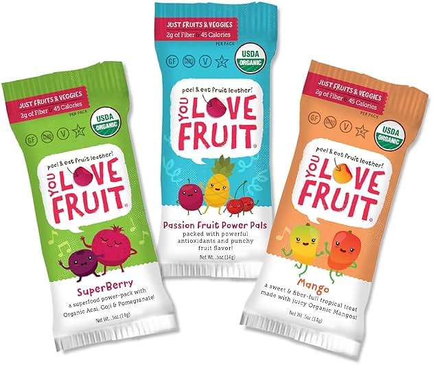 YOU LOVE FRUIT - Fruit Snacks Variety Pack 30 count, 100% Natural Gluten-Free, Vegan, Low Carb, Low Fat Fruit Kosher Snacks for Kids, College Students, Teachers and Offices, Healthy Fruit Snacks (passion fruit, super berry, mango) - Image 3