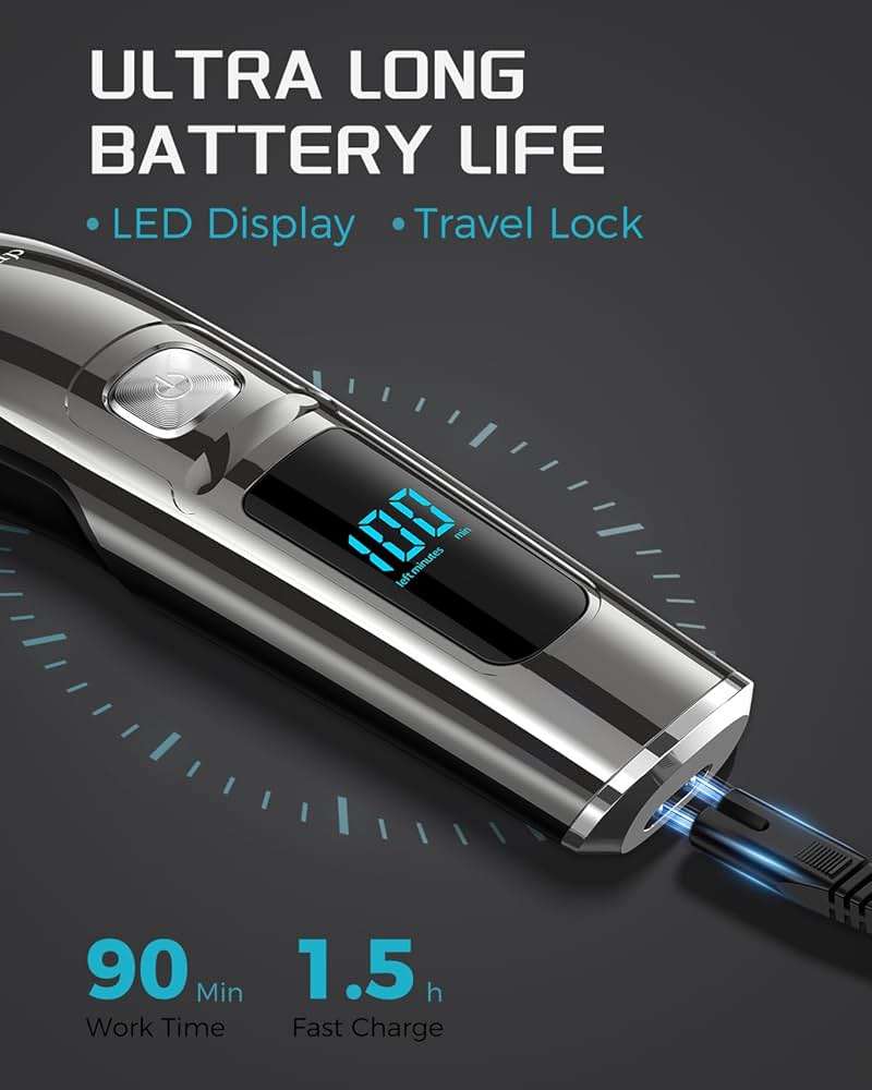 Brightup Beard Trimmer for Men - Electric Razor & Shaver, Cordless Hair Clippers Trimmers Set, IPX7 Waterproof Mens Grooming Kit for Shaving Face, Mustache, Body, Ear, Nose Hair Trimmer, Gifts for Men - Image 4