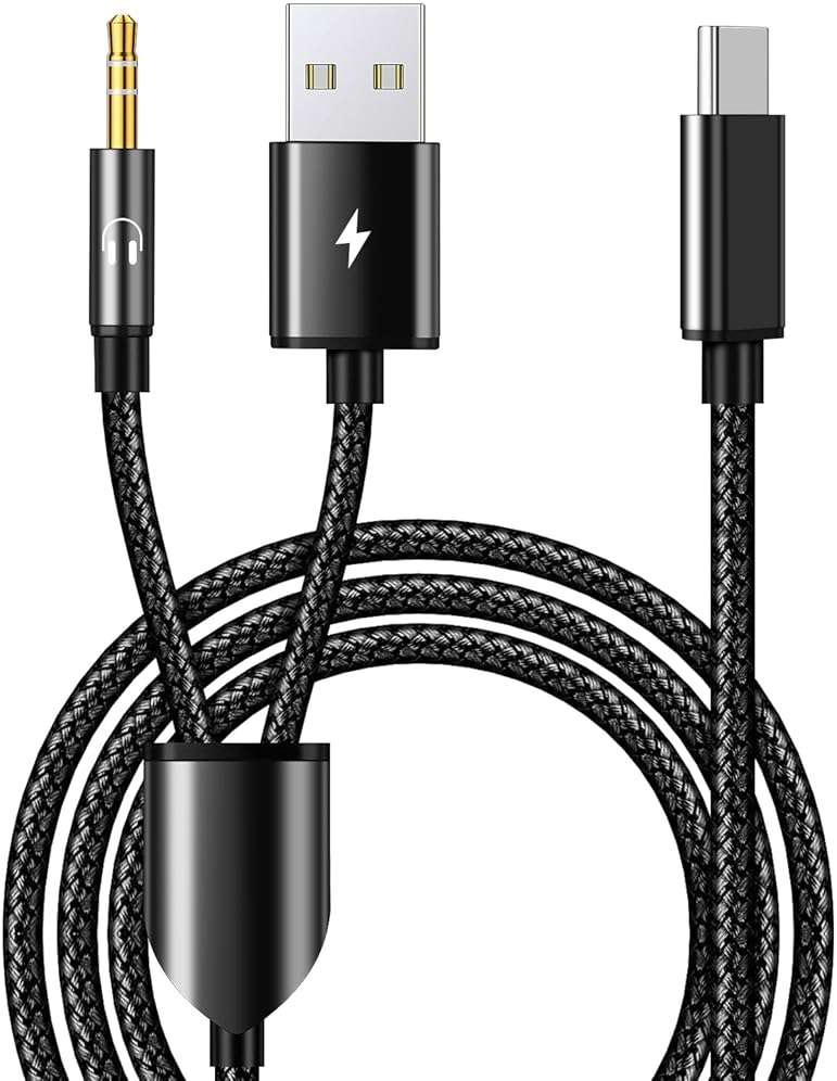 USB C to 3.5mm Aux Audio Cable, 2 in 1 USB C to 3.5mm Car Stereo Aux Headset Jack Cable with PD 18W USB C Charging Compatible with iPhone 17/16/16e/15 Plus/Pro Max/Air, Galaxy S25/S24/S23, Pixel 9/8 - Image 1