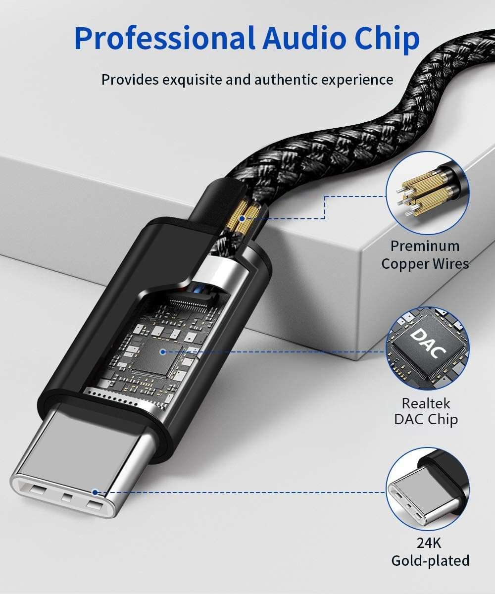 USB C to 3.5mm Aux Audio Cable, 2 in 1 USB C to 3.5mm Car Stereo Aux Headset Jack Cable with PD 18W USB C Charging Compatible with iPhone 17/16/16e/15 Plus/Pro Max/Air, Galaxy S25/S24/S23, Pixel 9/8 - Image 4
