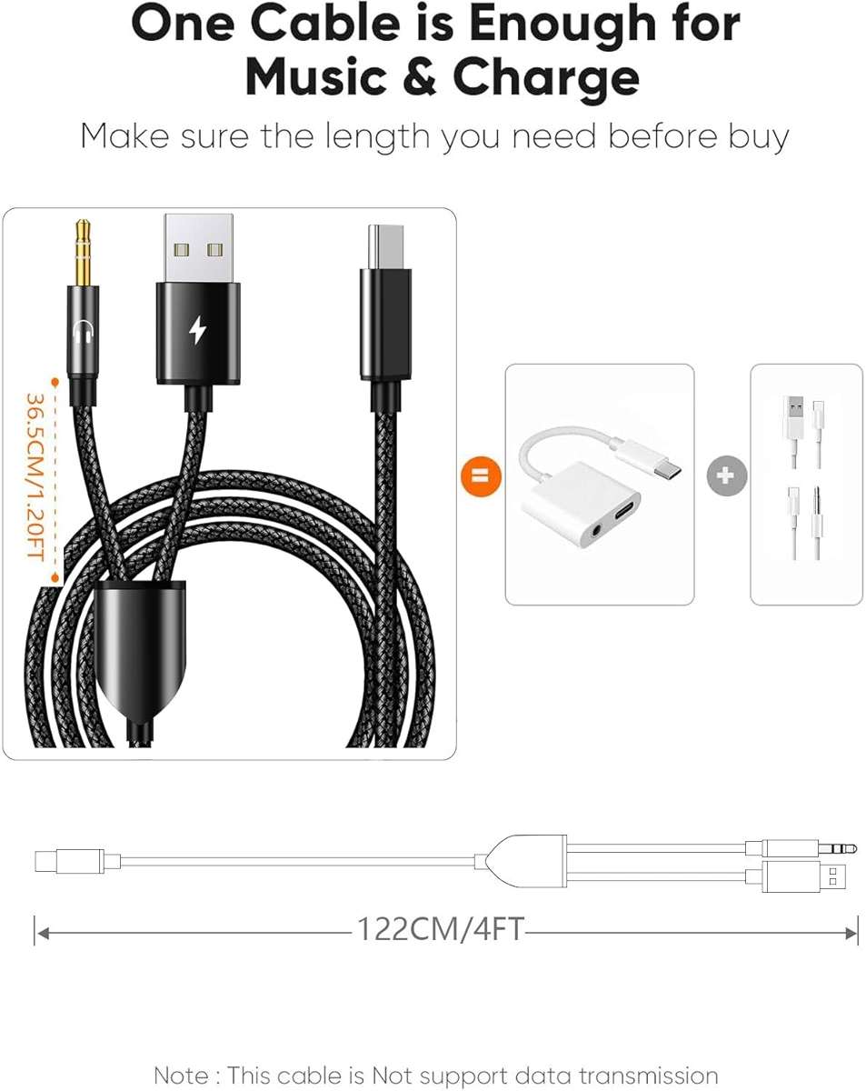 USB C to 3.5mm Aux Audio Cable, 2 in 1 USB C to 3.5mm Car Stereo Aux Headset Jack Cable with PD 18W USB C Charging Compatible with iPhone 17/16/16e/15 Plus/Pro Max/Air, Galaxy S25/S24/S23, Pixel 9/8 - Image 8