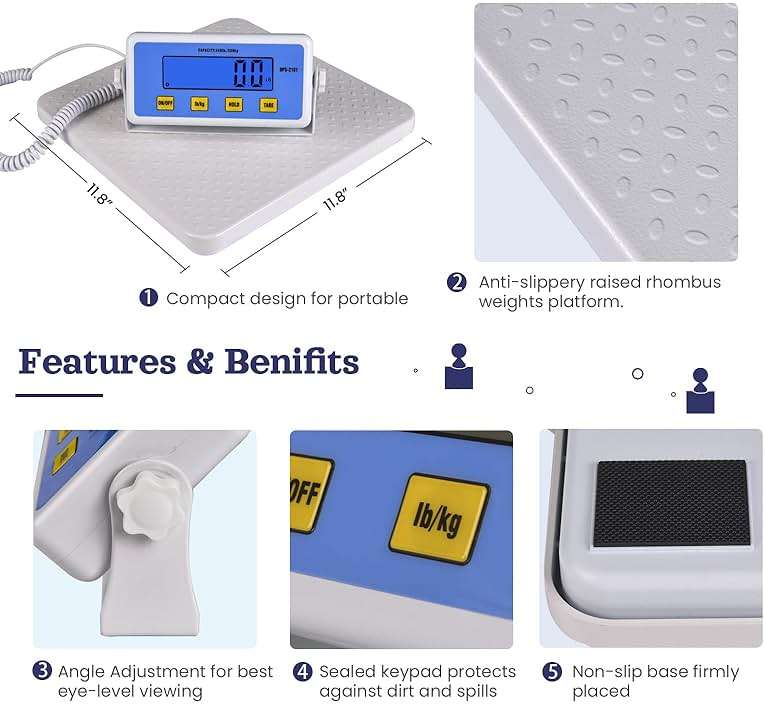 Tetuga Medical Scale - Heavy Duty 440 lb High Capacity Wrestling Scale for Body Weight with Easy to Read LCD Display Physician Scale, Professional Medical Grade Scale for Doctor Home Gym Office - Image 2