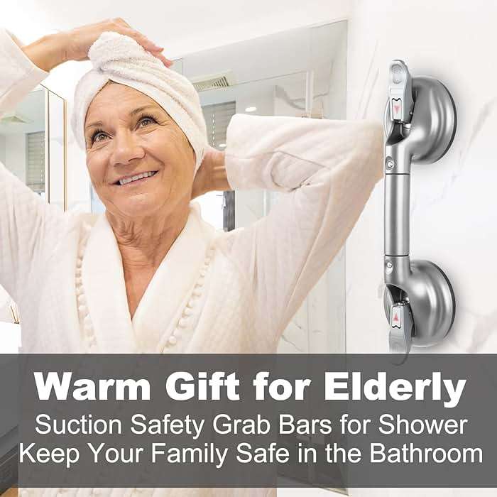 DAREN MEDICAL Heavy Duty Suction Shower Grab Bar - Toilet Bathroom Bathtub Safety - Shower Handles, Suction Cup Power Up to 250 LB, Perfect for Elderly Seniors(14.5 Inch, Gray Silver) h, Gray Silver - Image 8