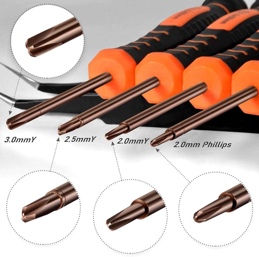 Triwing Screwdriver Set, TECKMAN 4 in 1 Tripoint Screwdriers Repair Kit with 2.0 2.5 3.0 Triwing and Ph00 Phillips Screwdrivers for Nintendo Wii/Gameboy Advance/Gamecube/Switch/Joycon/DS/3DS/NDS/DSi - Image 3