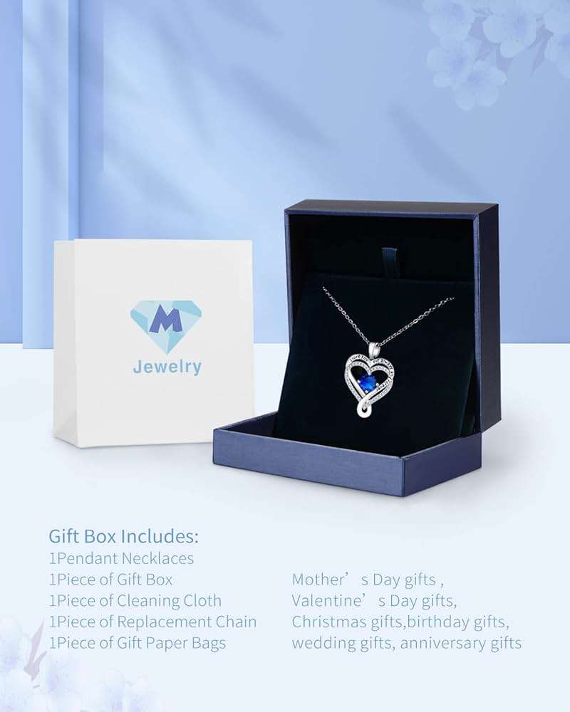 Jewelry for Women Wife Infinity Heart Birthstone I Love You Necklace S925 Anniversary Women Necklaces for Her Wife Birthday Gift Ideas, Birthday Present for Girlfriend Mom Daughter Sterling Silver - Image 5