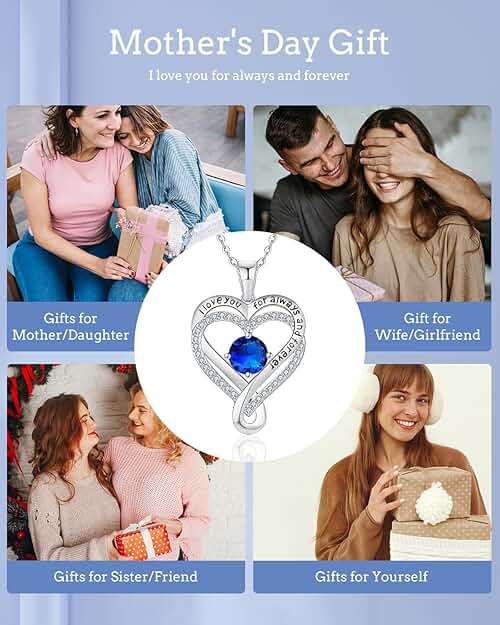 Jewelry for Women Wife Infinity Heart Birthstone I Love You Necklace S925 Anniversary Women Necklaces for Her Wife Birthday Gift Ideas, Birthday Present for Girlfriend Mom Daughter Sterling Silver - Image 6