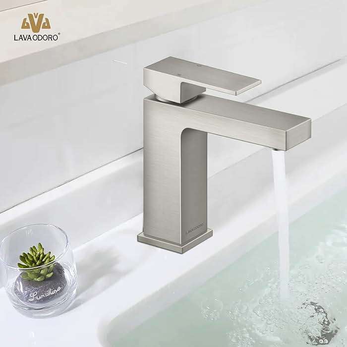 Lava Odoro Single Hole Bathroom Faucet, Brushed Nickel Bathroom Sink Faucet Single Handle Vanity Faucet with Pop up Drain Assembly, Deck Plate Included, BF307-BN - Image 7