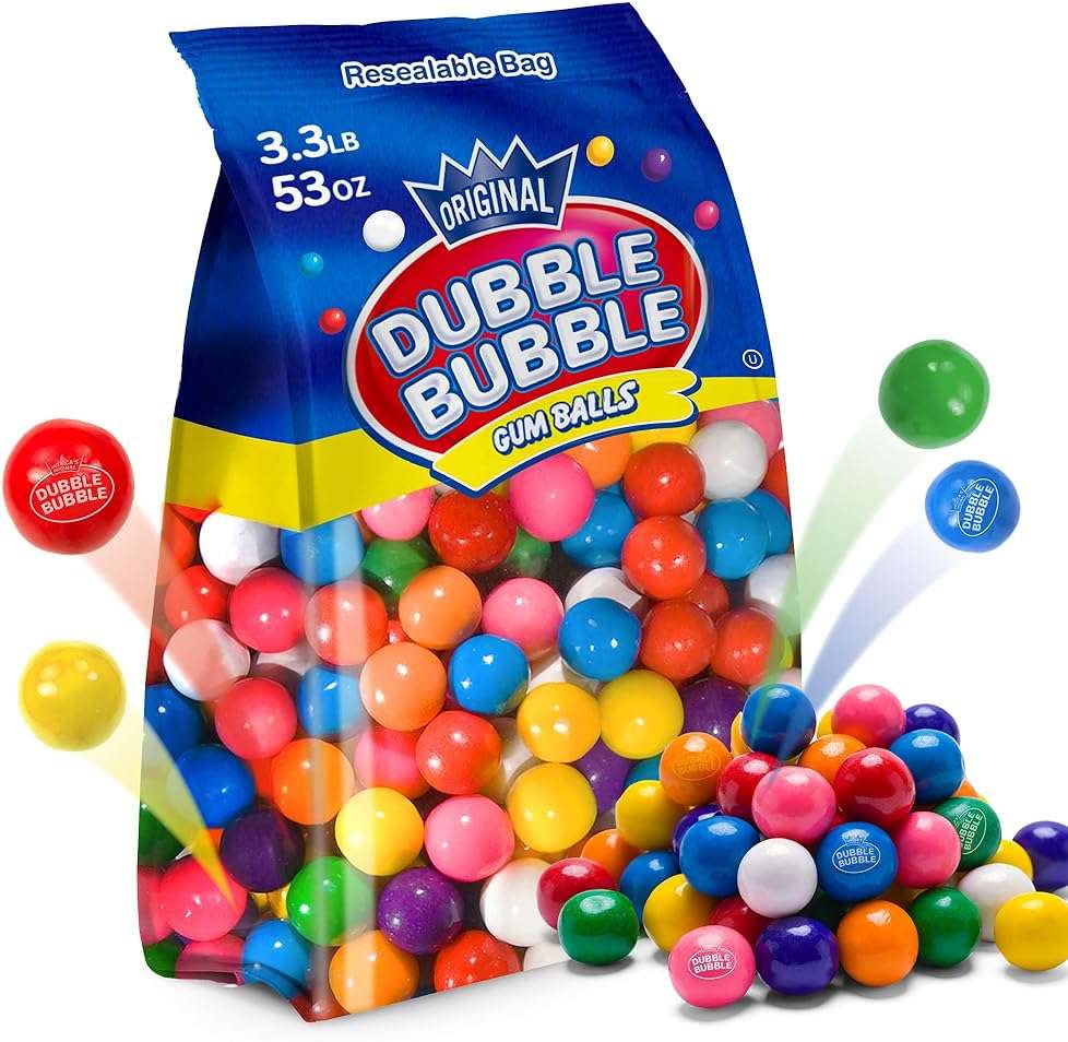 Gumballs For Gumball Machine Refills - 53 Ounce Dubble Bubble Chewing Gum Bulk Antique Style Gum Balls vintage Old Fashioned Candy -Mini bubble Gumballs 3.3 lb For Kids Toy Bank Candy Dispenser Playo - Image 6