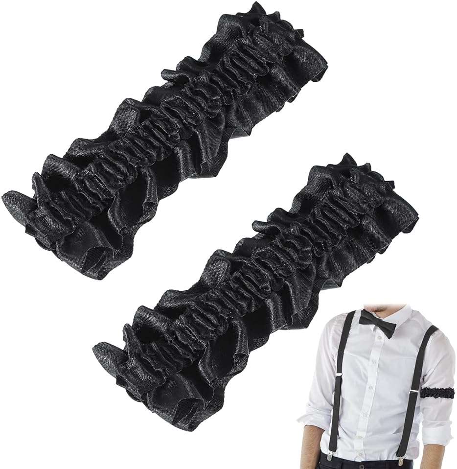 Jadive 2 Pcs Roaring 20s Armband Garter for Men Sleeve Shirt Costume Anti Slip Arm Holder Garter Belt for 1920s Party - Image 1
