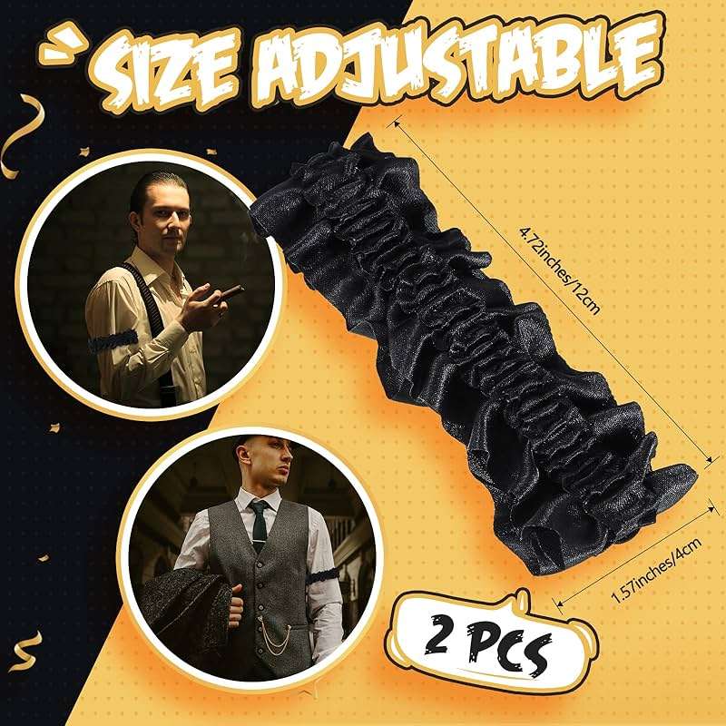 Jadive 2 Pcs Roaring 20s Armband Garter for Men Sleeve Shirt Costume Anti Slip Arm Holder Garter Belt for 1920s Party - Image 2