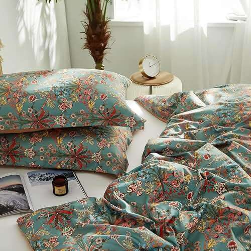 Ikawaapurry Comforter Set for Queen Size Bed Farmhouse Boho Bedding Sets Fluffy Lightweight Flowers Plants All Season 3 Pcs Comforter with 2 Pillow Shames - Image 7