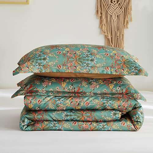 Ikawaapurry Comforter Set for Queen Size Bed Farmhouse Boho Bedding Sets Fluffy Lightweight Flowers Plants All Season 3 Pcs Comforter with 2 Pillow Shames - Image 9