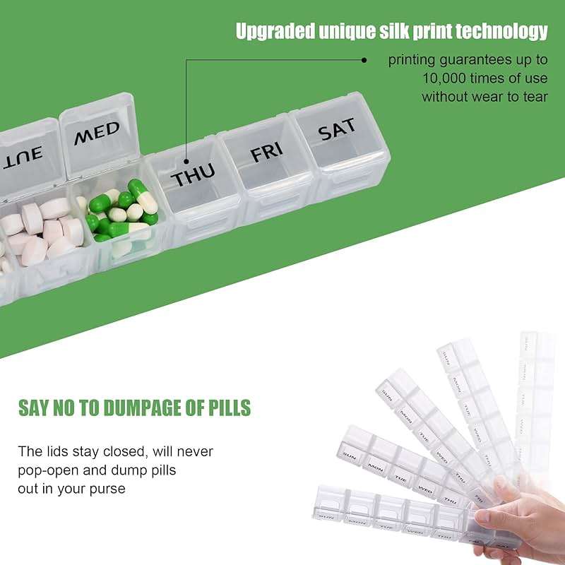 2 Pack Weekly Pill Organizer, Large 7 Day Pill Case, Daily Vitamin Case Medicine Box, AM/PM Pill Containers for Medicine Supplements Fish Oil（White & Black） - Image 6