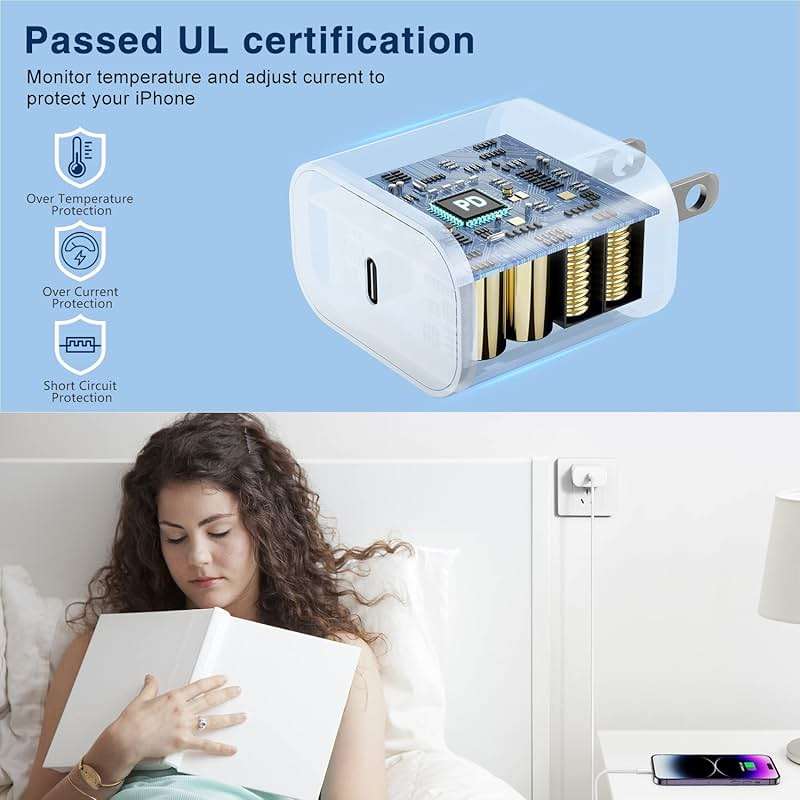 20W Rapid USB C Wall Super Fast Chargers Block Power Plug with 6Ft Type C to Lightning Cable, (MFi Certified) Lightning Charging Cord for iPhone 14 13 12 11 Pro Max Plus Air Mini iPad -Albedo 2Pack - Image 4