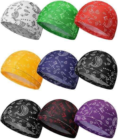 Jeere 9 Pcs Cooling Skull Cap Camo Liner Sweat Wicking Lightweight Cycling Cap Running Hat for Men Women - Image 1