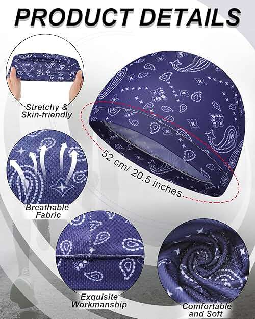 Jeere 9 Pcs Cooling Skull Cap Camo Liner Sweat Wicking Lightweight Cycling Cap Running Hat for Men Women - Image 2