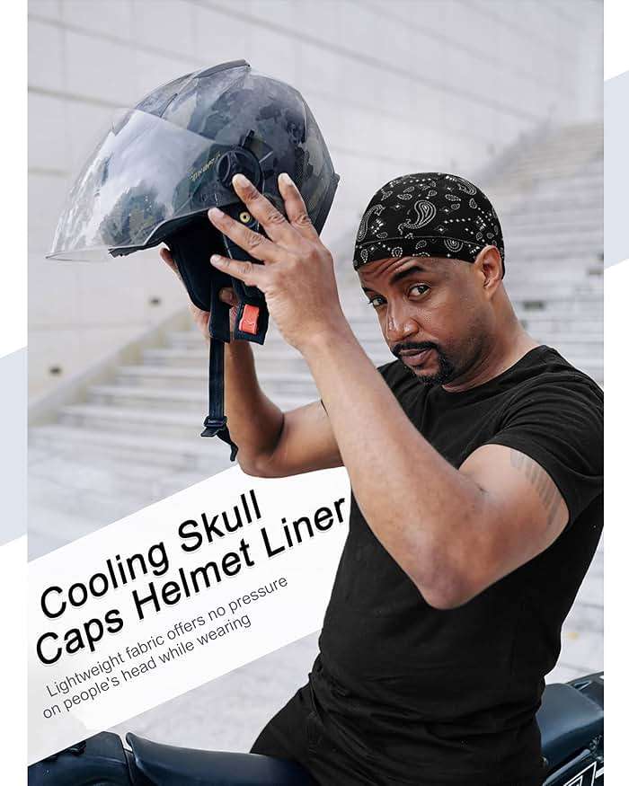Jeere 9 Pcs Cooling Skull Cap Camo Liner Sweat Wicking Lightweight Cycling Cap Running Hat for Men Women - Image 3