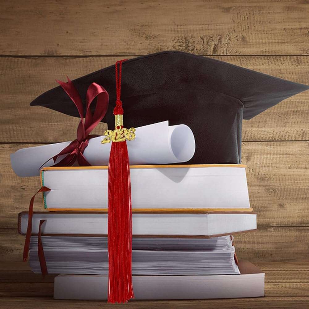 2026 Graduation Tassel Red with 2026 Year Gold Charm for Graduation Ceremony - Image 2