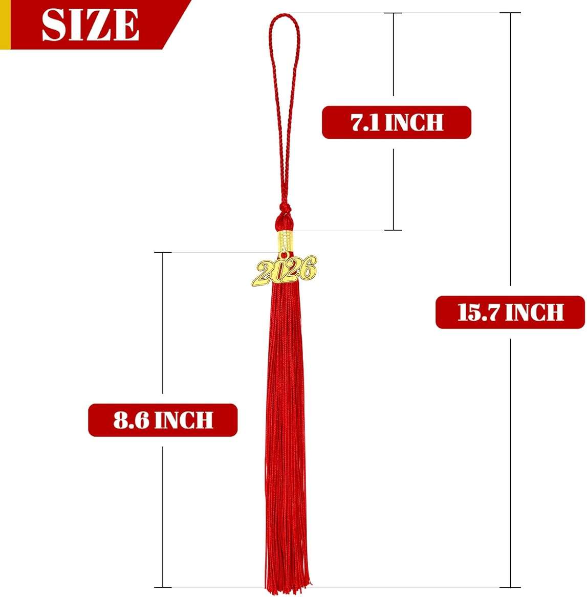 2026 Graduation Tassel Red with 2026 Year Gold Charm for Graduation Ceremony - Image 3