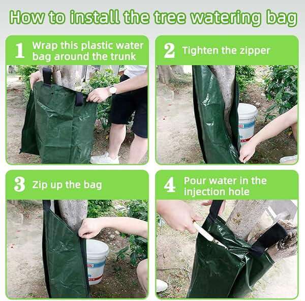 25 Pack Tree Watering Bag, 20 Gallon Slow Release Watering Bag for Trees, Premium PVC Shrub Watering Bag with Heavy Duty Zipper, Sturdy Reusable Drip Irrigation Bag - Image 6