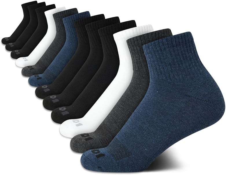 AND1 Mens Quarter Socks - 12 Pack Moisture Wicking Breathable Cushioned Athletic Performance Ankle Socks for Men (6-12.5) - Image 1
