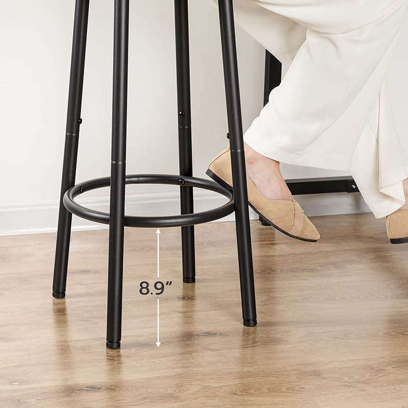 HOOBRO Bar Stools, Set of 2 Bar Chairs, Kitchen Round Height Stools with Footrest, Breakfast Bar Stools, Sturdy Steel Frame, for Dining Room, Kitchen, Party, Easy Assembly, Rustic Brown BF03BY01 - Image 9