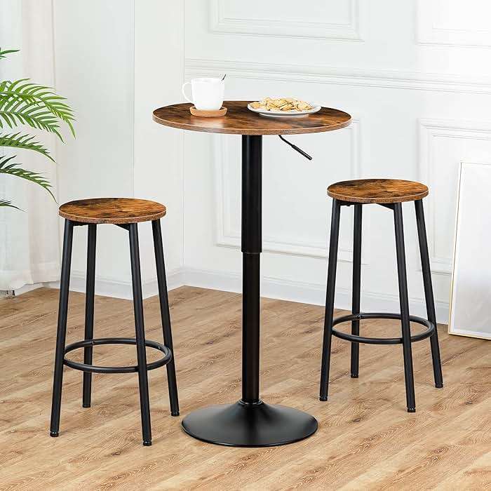 HOOBRO Bar Stools, Set of 2 Bar Chairs, Kitchen Round Height Stools with Footrest, Breakfast Bar Stools, Sturdy Steel Frame, for Dining Room, Kitchen, Party, Easy Assembly, Rustic Brown BF03BY01 - Image 10