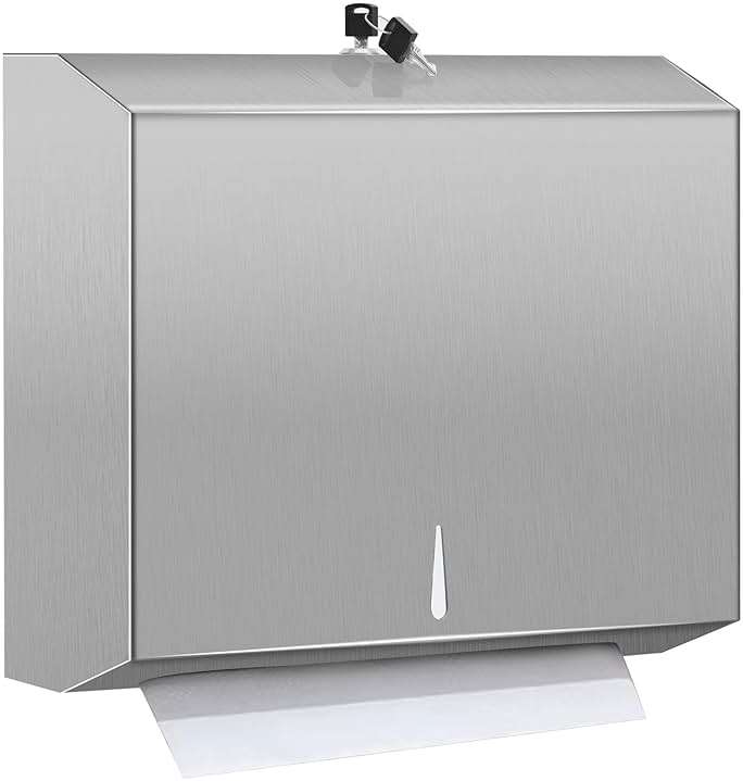 Comercial Paper Towel Dispenser Wall Mount, Stainless Steel Hand Towel Dispenser with Lock, Trifold/C Fold Paper Towel Holder for Bathroom Kitchen Office Public Places, Large Capacity Tissue Holder - Image 1
