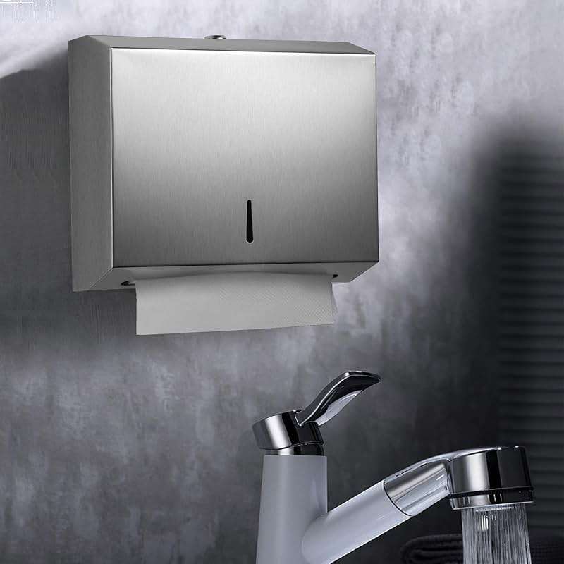 Comercial Paper Towel Dispenser Wall Mount, Stainless Steel Hand Towel Dispenser with Lock, Trifold/C Fold Paper Towel Holder for Bathroom Kitchen Office Public Places, Large Capacity Tissue Holder - Image 2