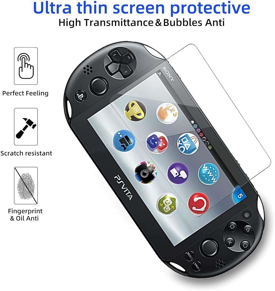 Xahpower PS Vita 2000 Screen Protector, 9H Tempered Glass Front Screen Protector and HD Clear PET Back Screen Protective Film for Sony PlayStation Vita 2000 - Image 2