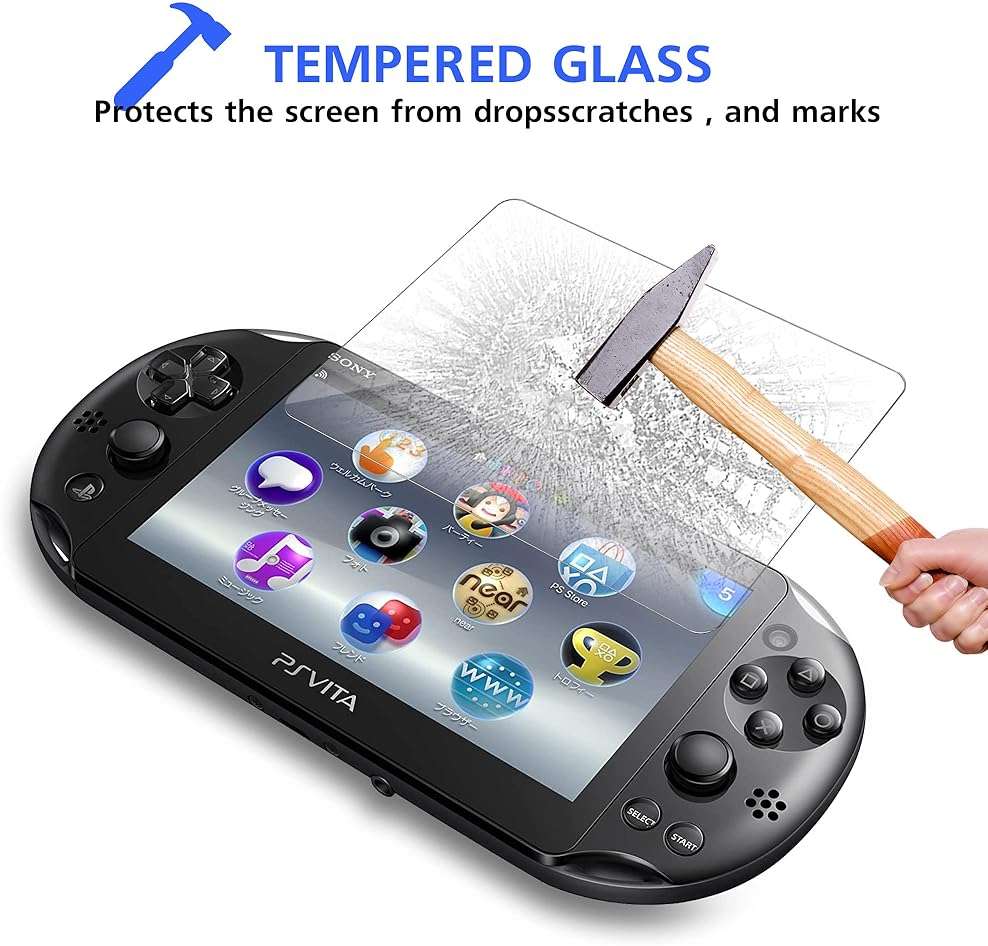 Xahpower PS Vita 2000 Screen Protector, 9H Tempered Glass Front Screen Protector and HD Clear PET Back Screen Protective Film for Sony PlayStation Vita 2000 - Image 3