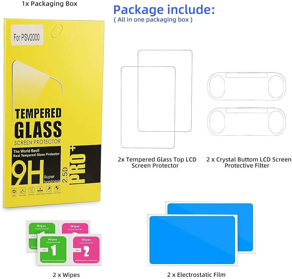 Xahpower PS Vita 2000 Screen Protector, 9H Tempered Glass Front Screen Protector and HD Clear PET Back Screen Protective Film for Sony PlayStation Vita 2000 - Image 6
