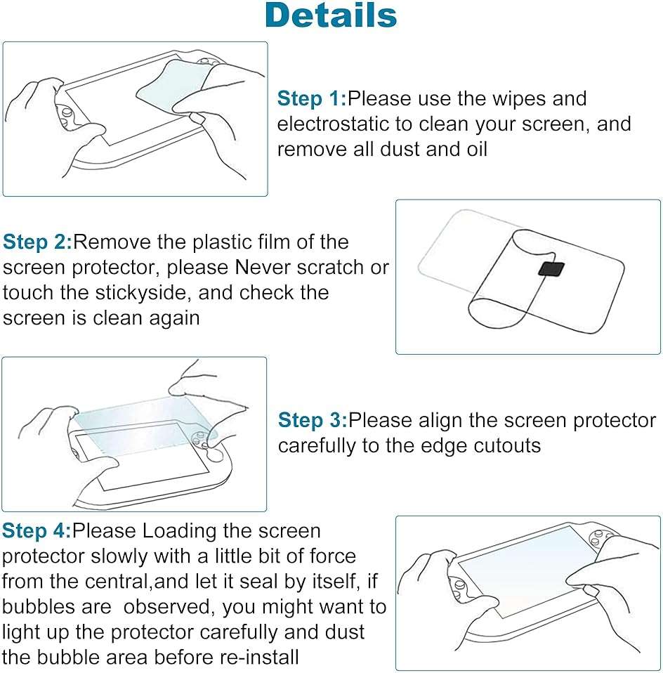 Xahpower PS Vita 2000 Screen Protector, 9H Tempered Glass Front Screen Protector and HD Clear PET Back Screen Protective Film for Sony PlayStation Vita 2000 - Image 7