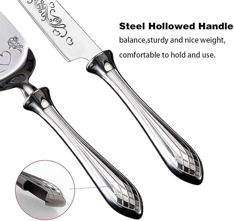 HISSF Cake Knife and Server Set,18/10 Stainless Steel Cake Cutting Set, Sweet Love Cake Serving Set Perfect For Wedding, Birthday,Home, Parties and Events - Image 4