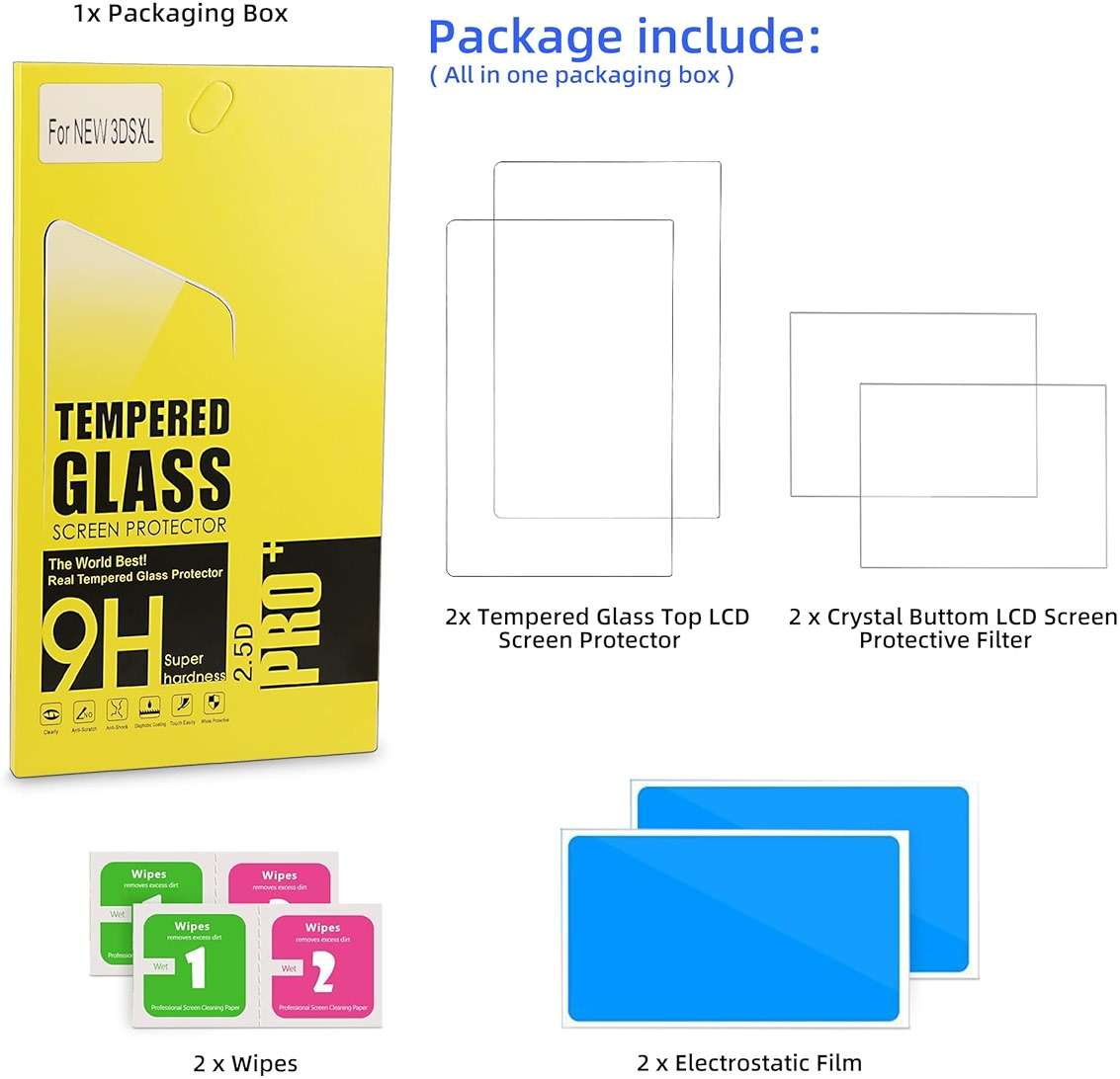 Xahpower New 3DS XL Screen Protector, Tempered Glass Top LCD for Top Screen and HD Clear Crystal PET Film Compatible Bottom Screen Protective Filter for Nintendo 3DS XL/New 3DS XL - Image 6