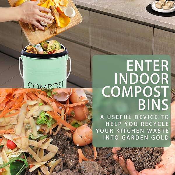 Vipush Compost Bin Kitchen Countertop Composter with lid – Small Compost ContainerI Includes Inner Compost Bucket Liner & Charcoal Filter, Green - Image 5