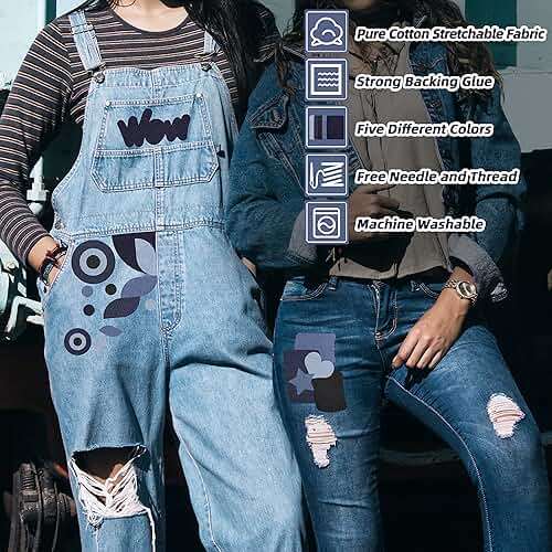 KING MOUNTAIN Iron-on Repair Patch 20 Pcs Pack,Denim Patches for Jeans Kit 3" by 4-1/4", 100% Cotton Denim Iron-on Repair Patch,Jeans and Clothing Repair and Decoration Kit (Five Color) - Image 4