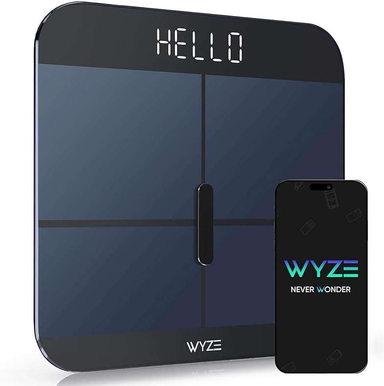 Wyze Smart Scale X - Digital Bathroom Scale for Body Weight, BMI, Body Fat, Muscle Mass, Heart Rate Monitor | Sync with Health Apps | for People, Baby & Pet, 400 lbs (Black) - Image 1